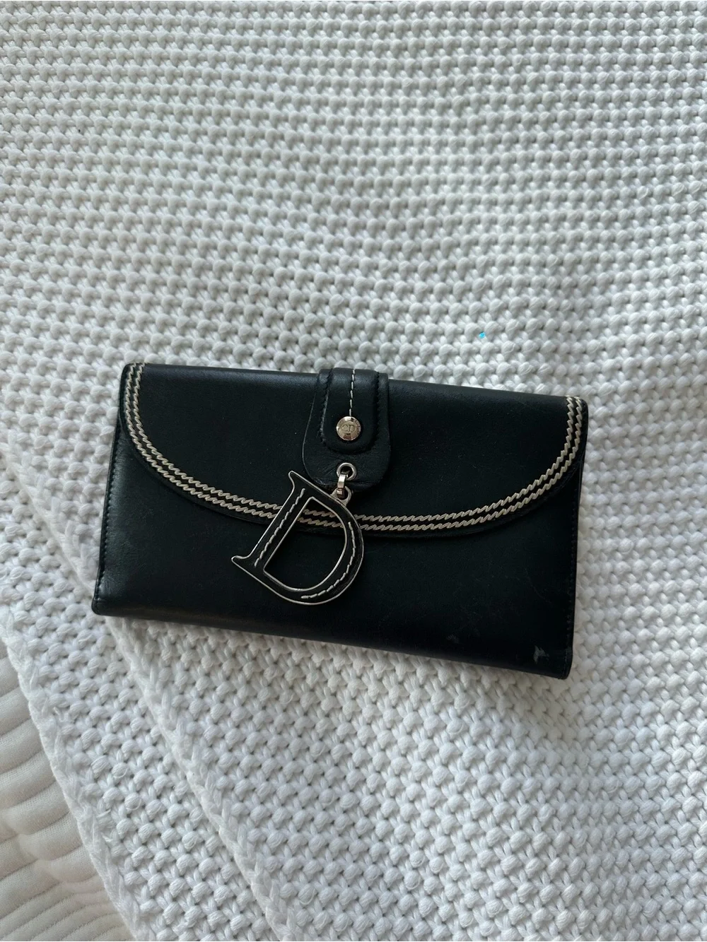 Dior D Charm Black Leather Wallet - Designer Style